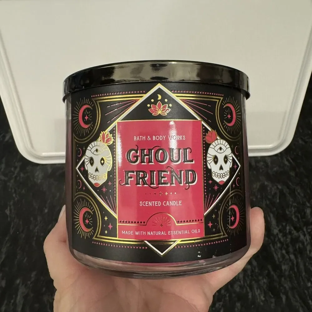 NEW Bath & Body Works Halloween Gouhl Friend 3 Wick Candle Skull Spider Web - Picture 7 of 7